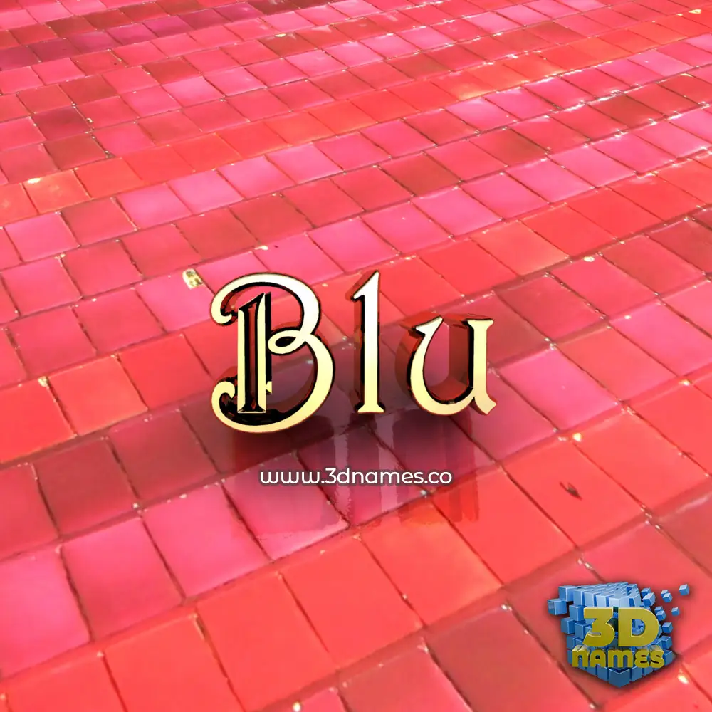 blu in Red Tiles style - 3D name wallpaper