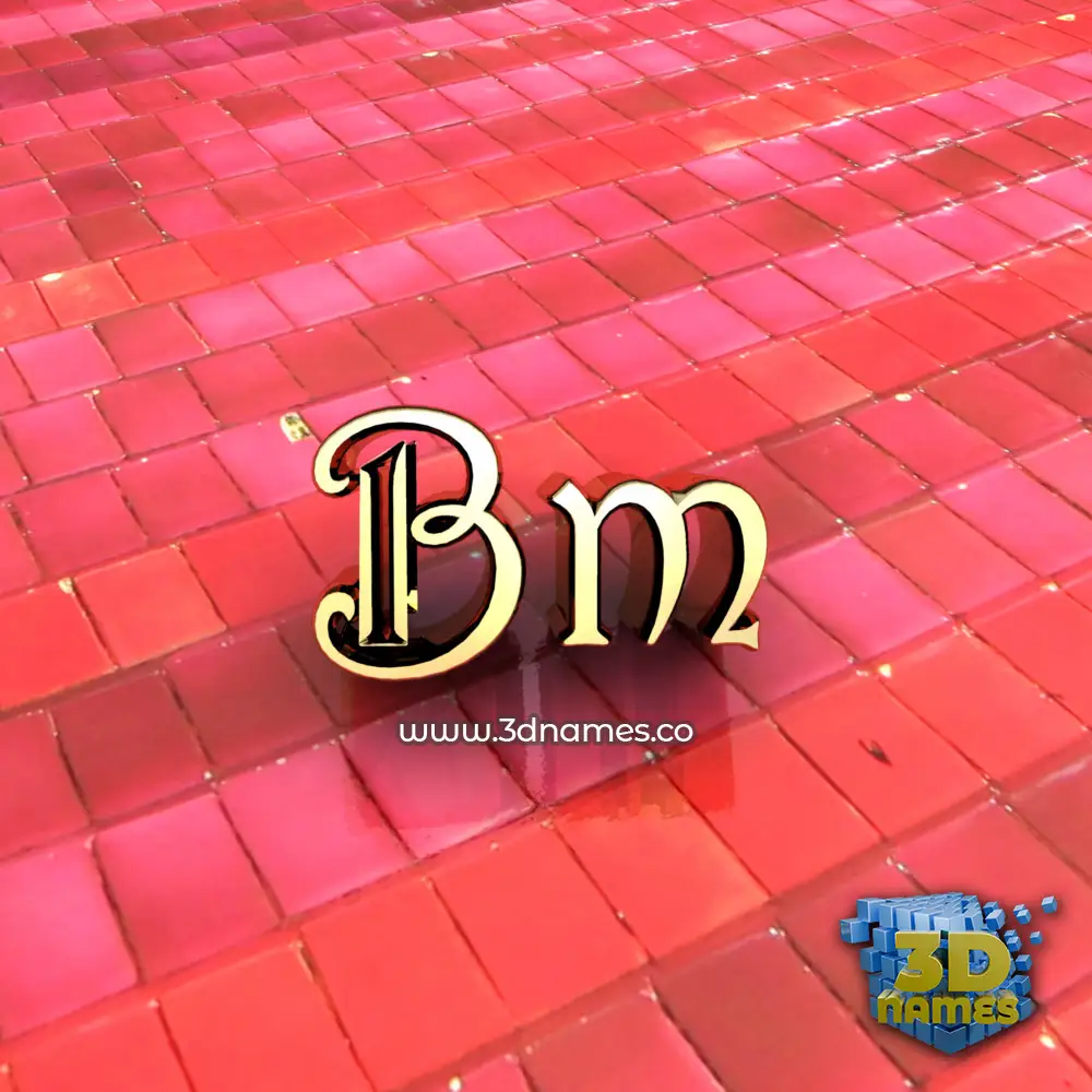 bm in Red Tiles style - 3D name wallpaper