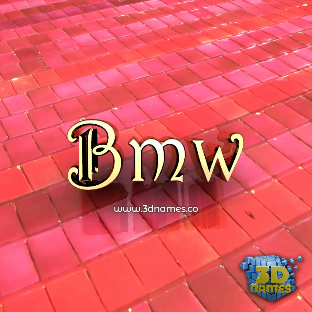 bmw in Red Tiles style - 3D name wallpaper