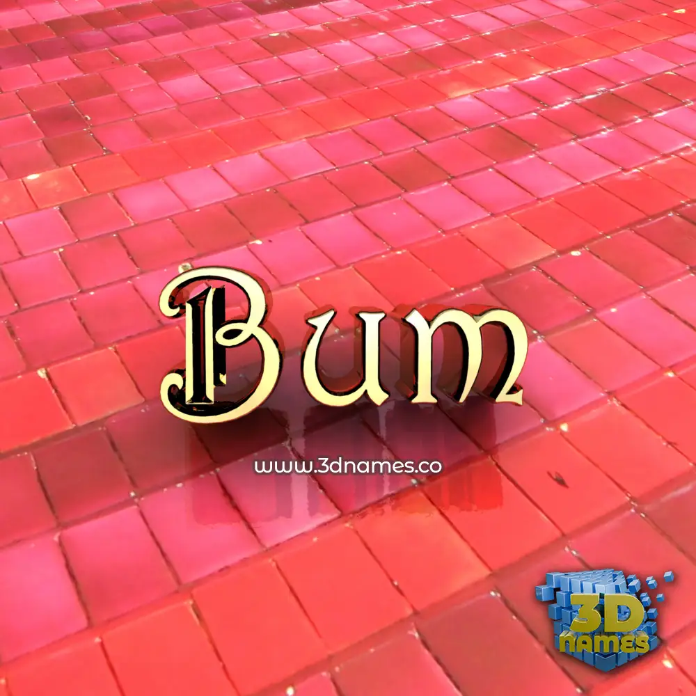 bum in Red Tiles style - 3D name wallpaper