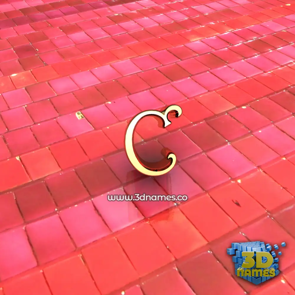 c in Red Tiles style - 3D name wallpaper