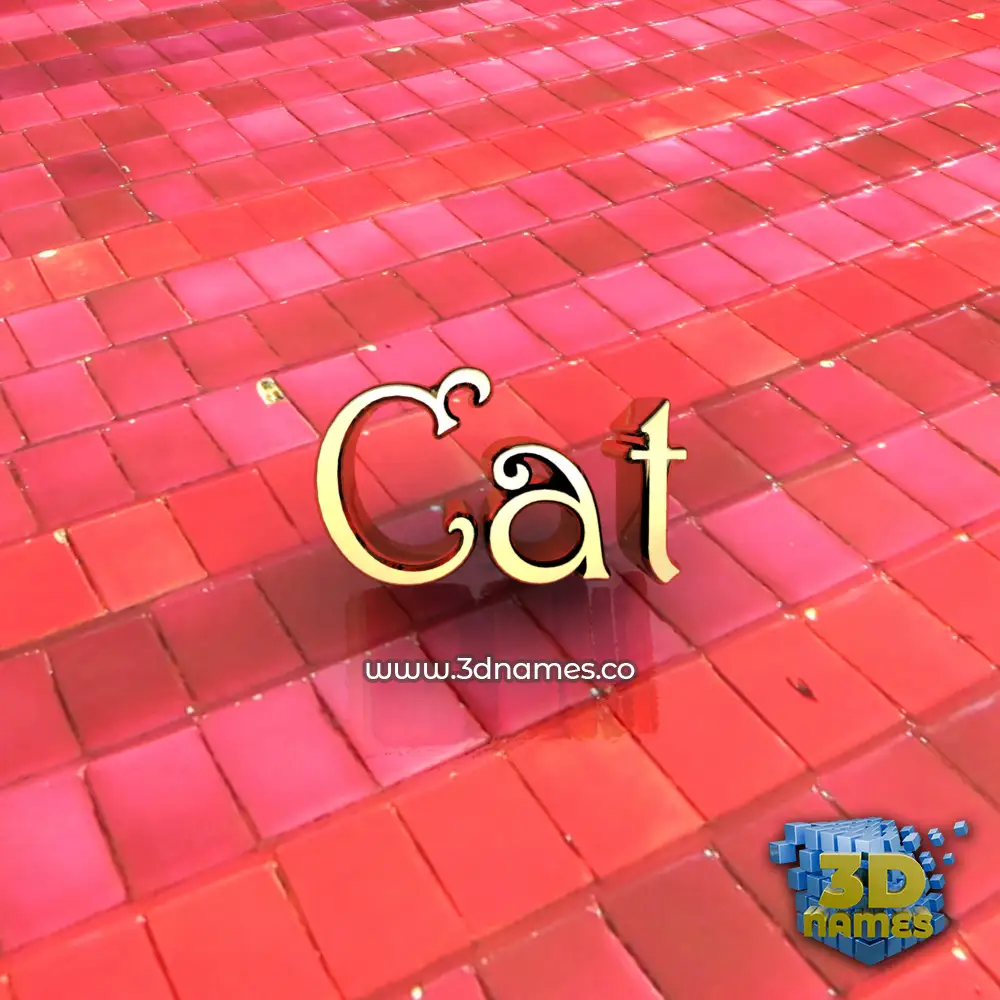 cat in Red Tiles style - 3D name wallpaper