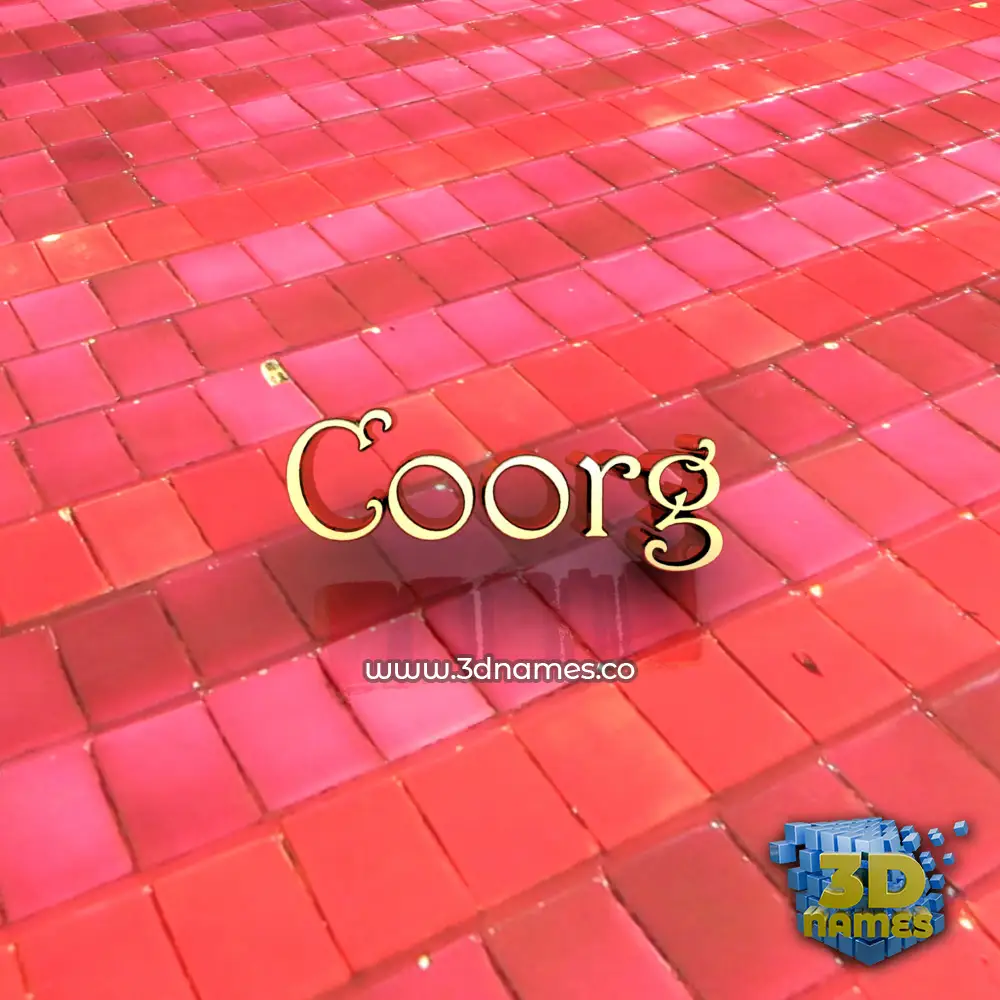 coorg in Red Tiles style - 3D name wallpaper