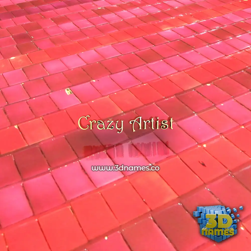 crazy artist in Red Tiles style - 3D name wallpaper