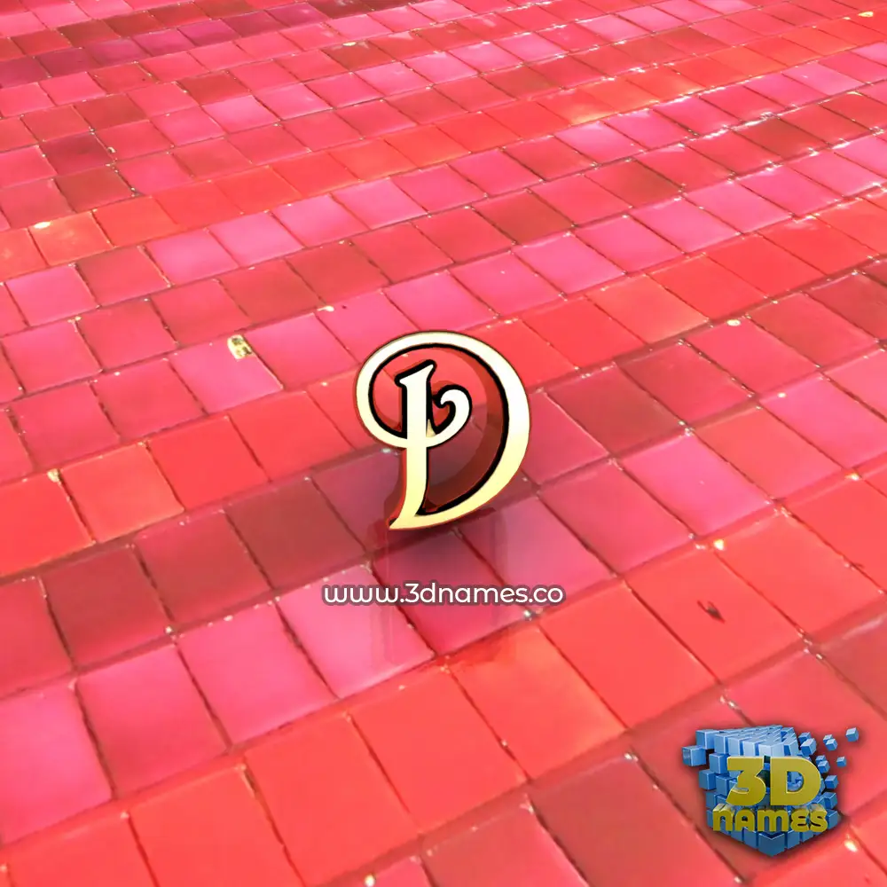 d in Red Tiles style - 3D name wallpaper
