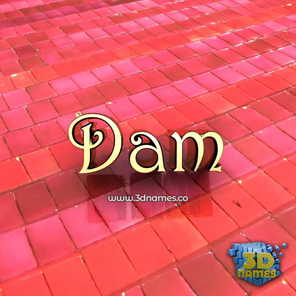 dam in Red Tiles style - 3D name wallpaper