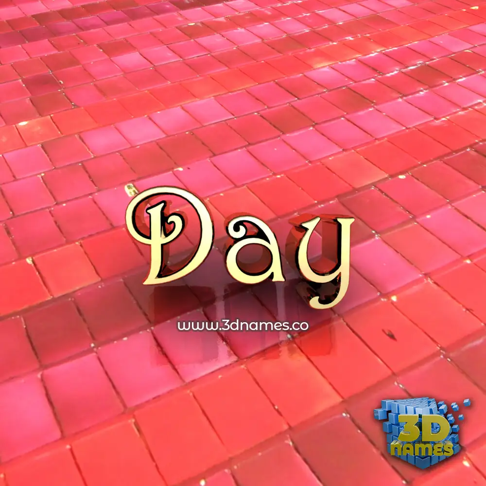 day in Red Tiles style - 3D name wallpaper