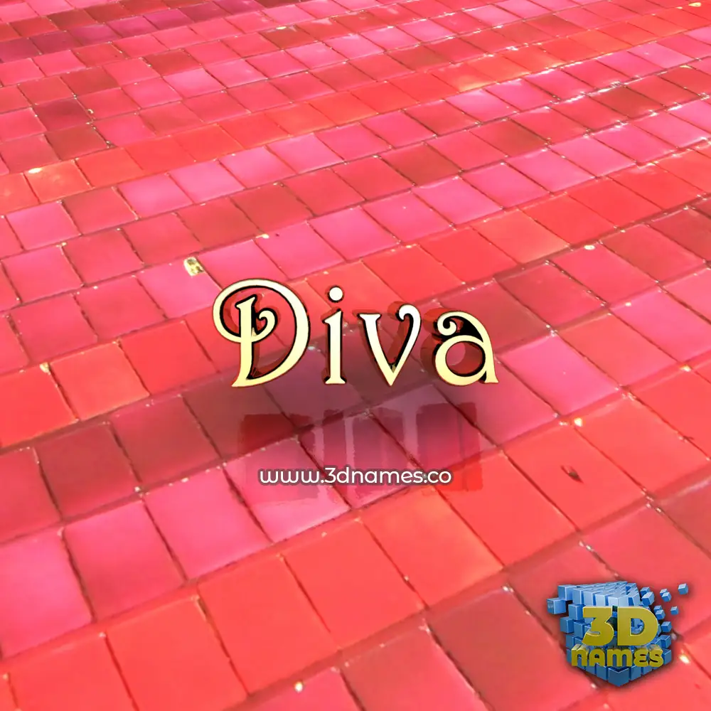 diva in Red Tiles style - 3D name wallpaper