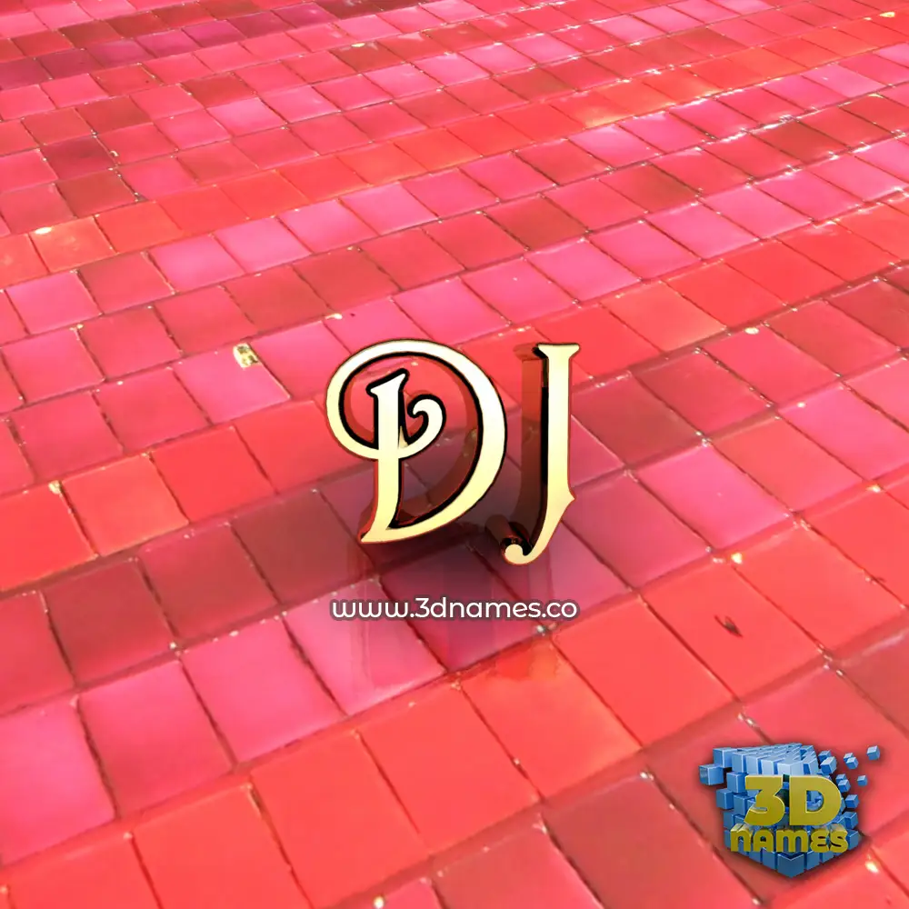 dj in Red Tiles style - 3D name wallpaper