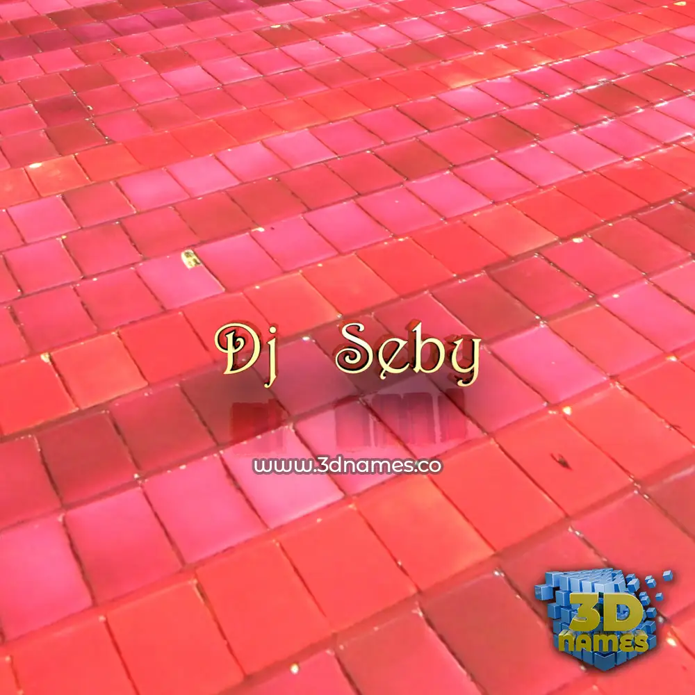 dj   seby in Red Tiles style - 3D name wallpaper
