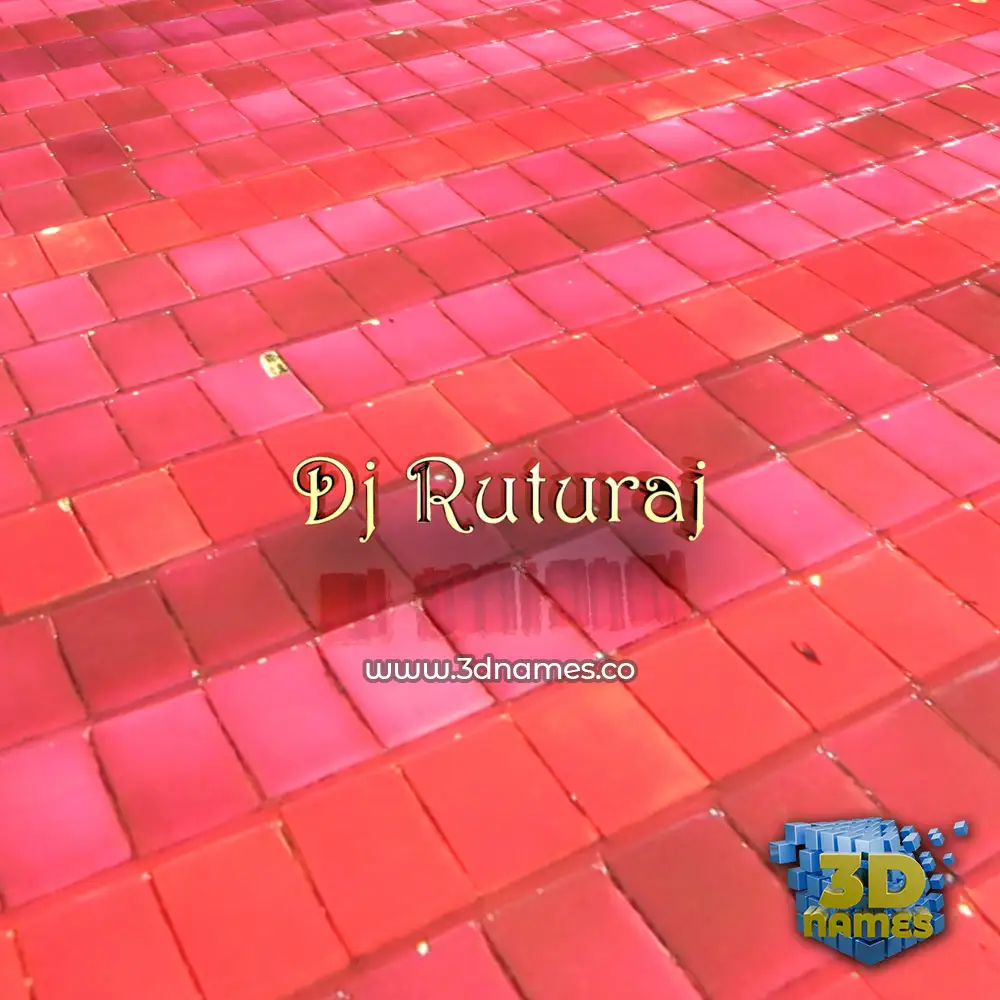 dj ruturaj in Red Tiles style - 3D name wallpaper