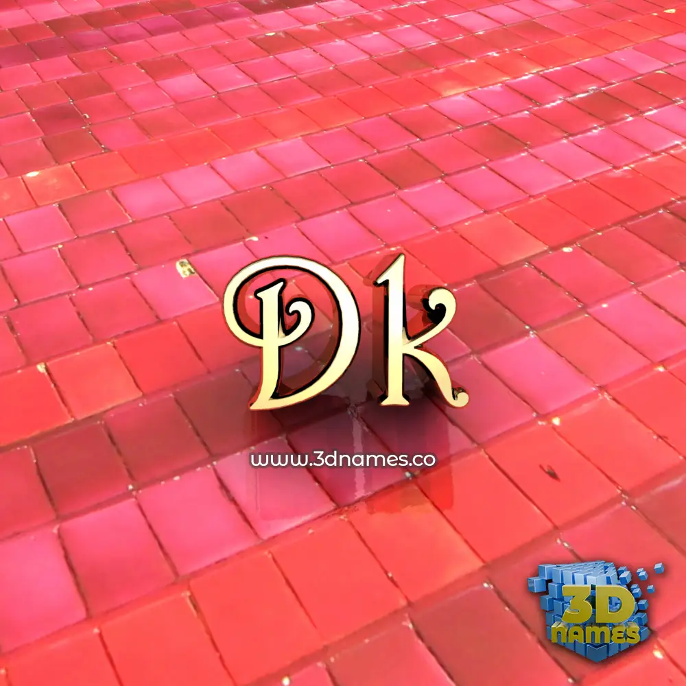 dk in Red Tiles style - 3D name wallpaper