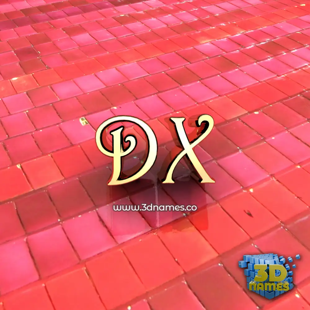 dx in Red Tiles style - 3D name wallpaper
