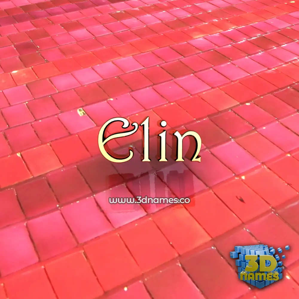 elin in Red Tiles style - 3D name wallpaper
