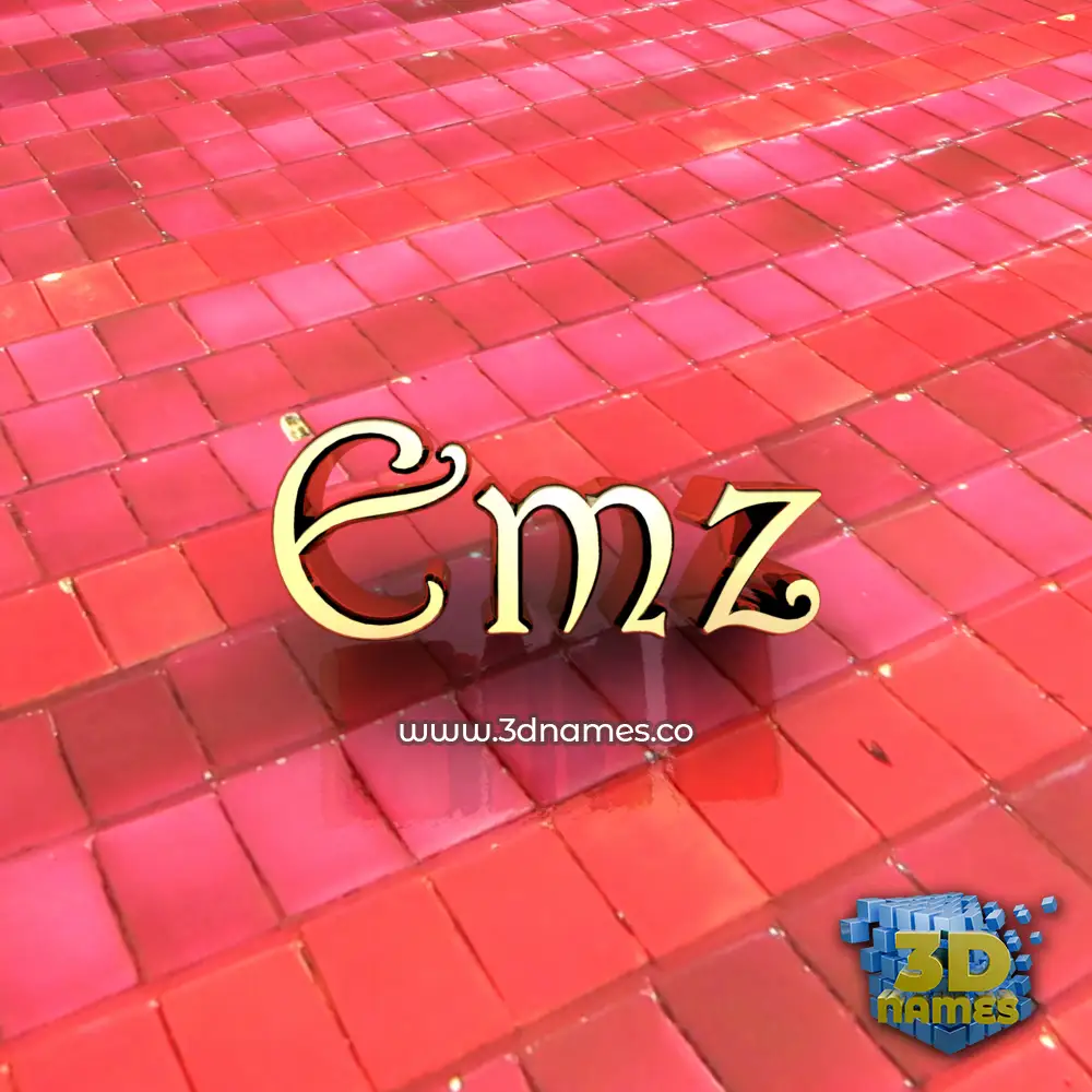 emz in Red Tiles style - 3D name wallpaper