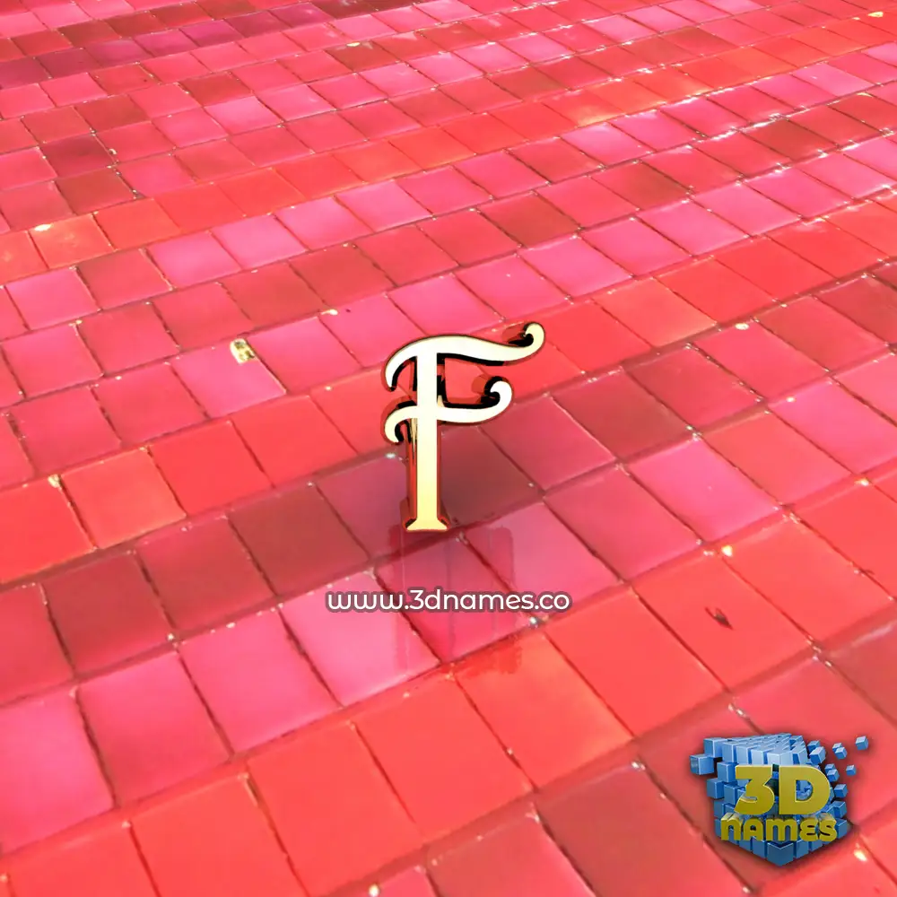f in Red Tiles style - 3D name wallpaper