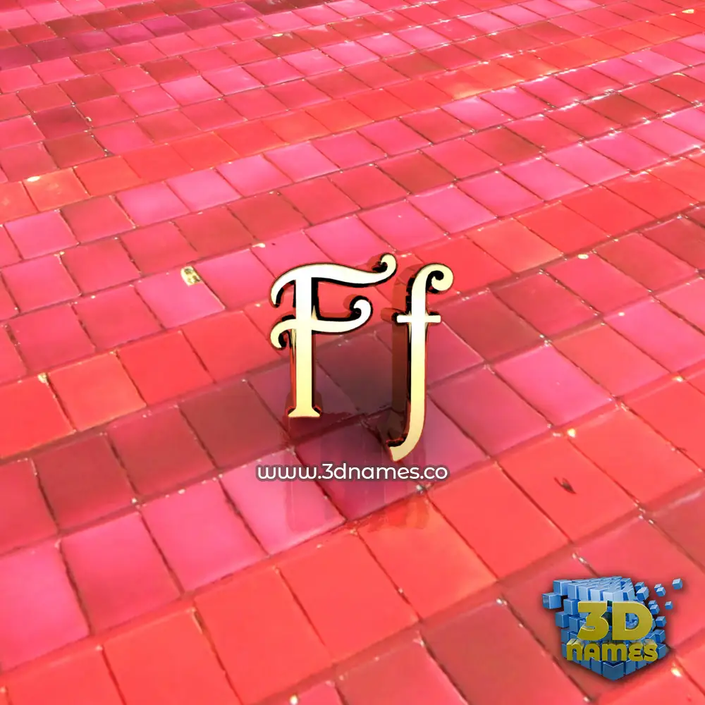 ff in Red Tiles style - 3D name wallpaper
