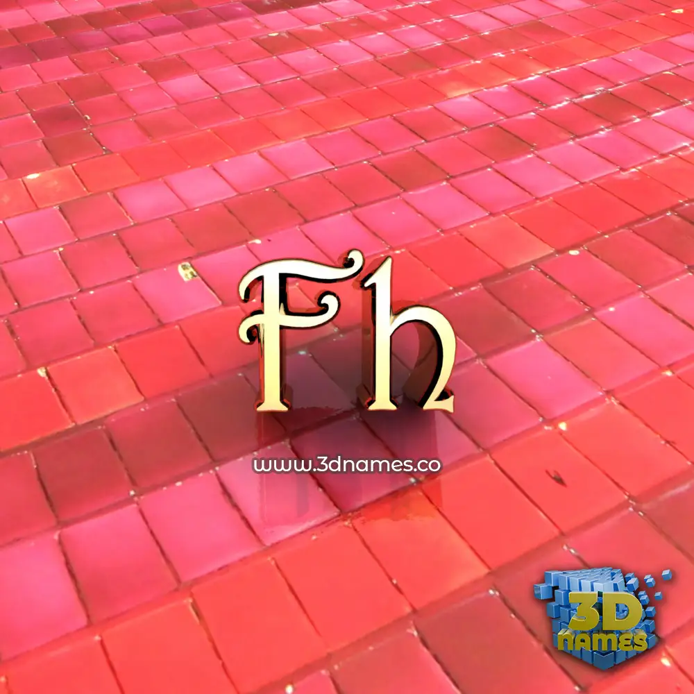 fh in Red Tiles style - 3D name wallpaper