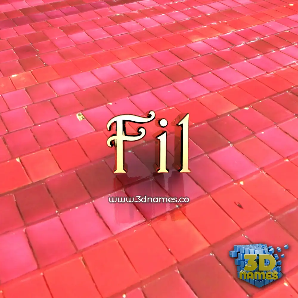 fil in Red Tiles style - 3D name wallpaper