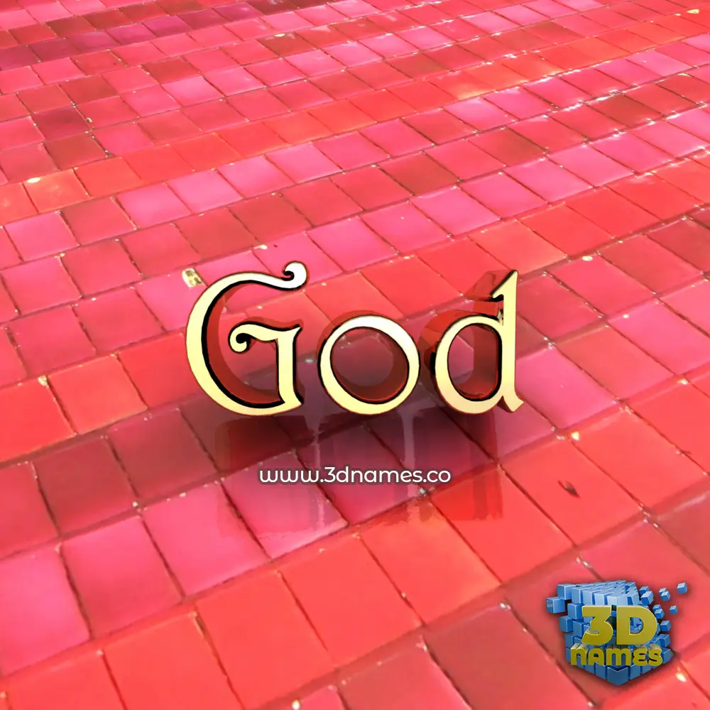 god in Red Tiles style - 3D name wallpaper