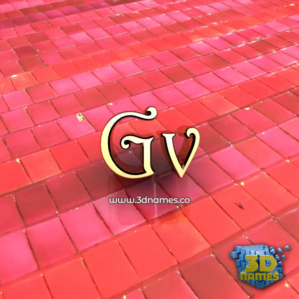 gv in Red Tiles style - 3D name wallpaper