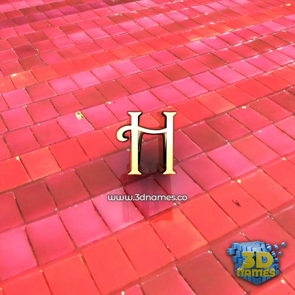 h in Red Tiles style - 3D name wallpaper