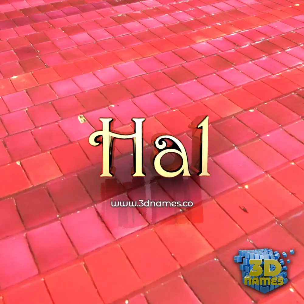 hal in Red Tiles style - 3D name wallpaper
