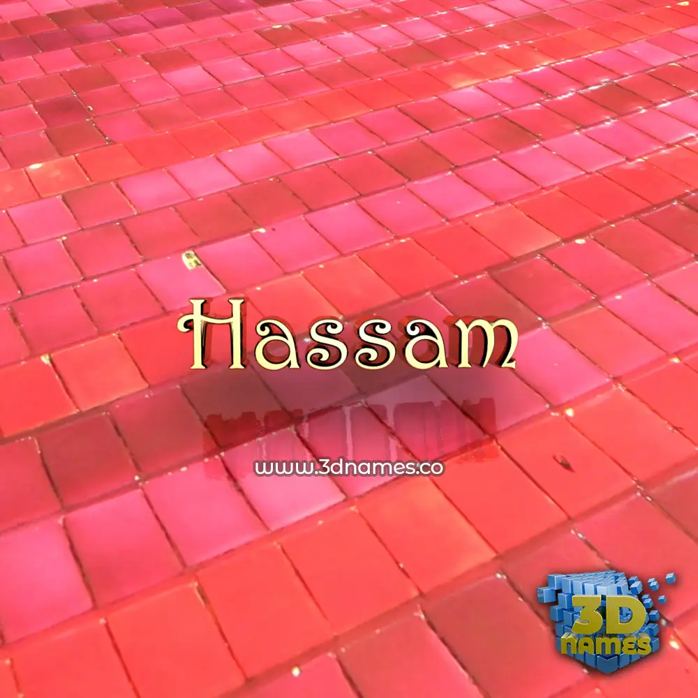 hassam in Red Tiles style - 3D name wallpaper