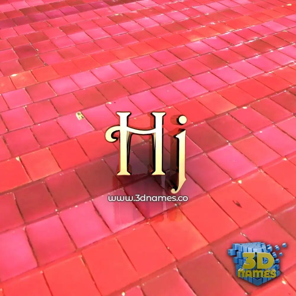 hj in Red Tiles style - 3D name wallpaper
