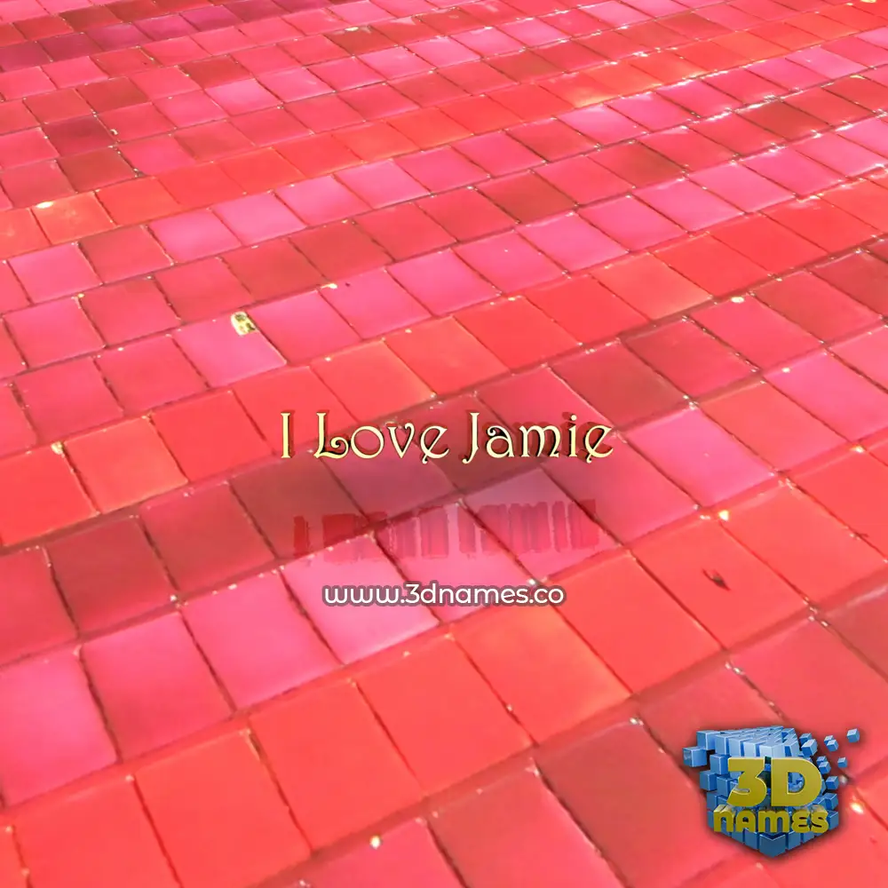 i love jamie in Red Tiles style - 3D name wallpaper
