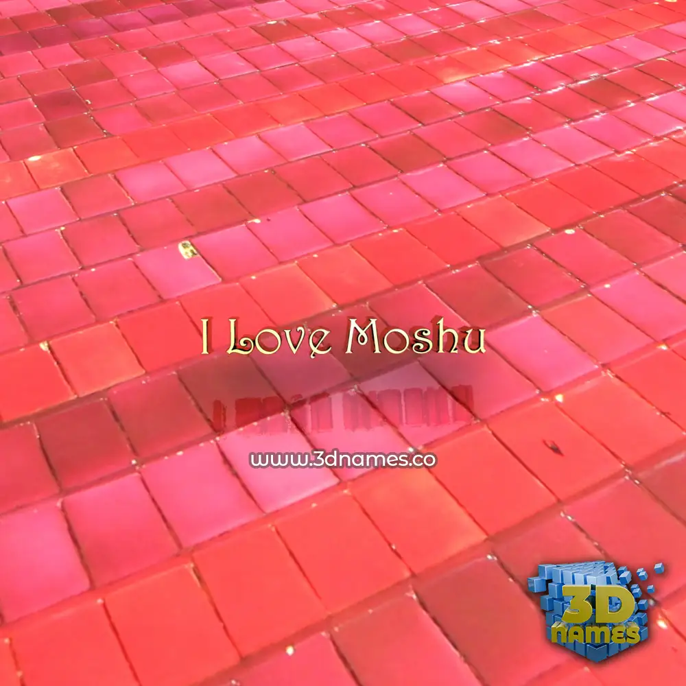 i love moshu in Red Tiles style - 3D name wallpaper