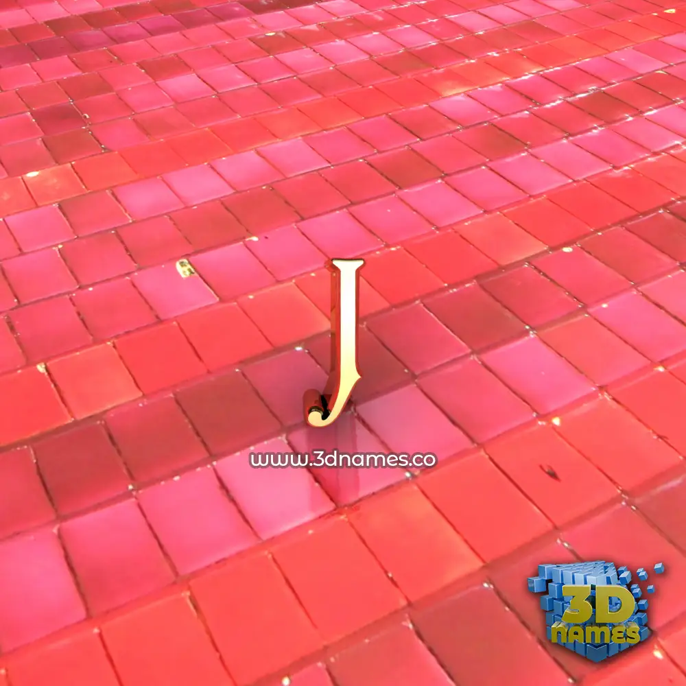 j in Red Tiles style - 3D name wallpaper
