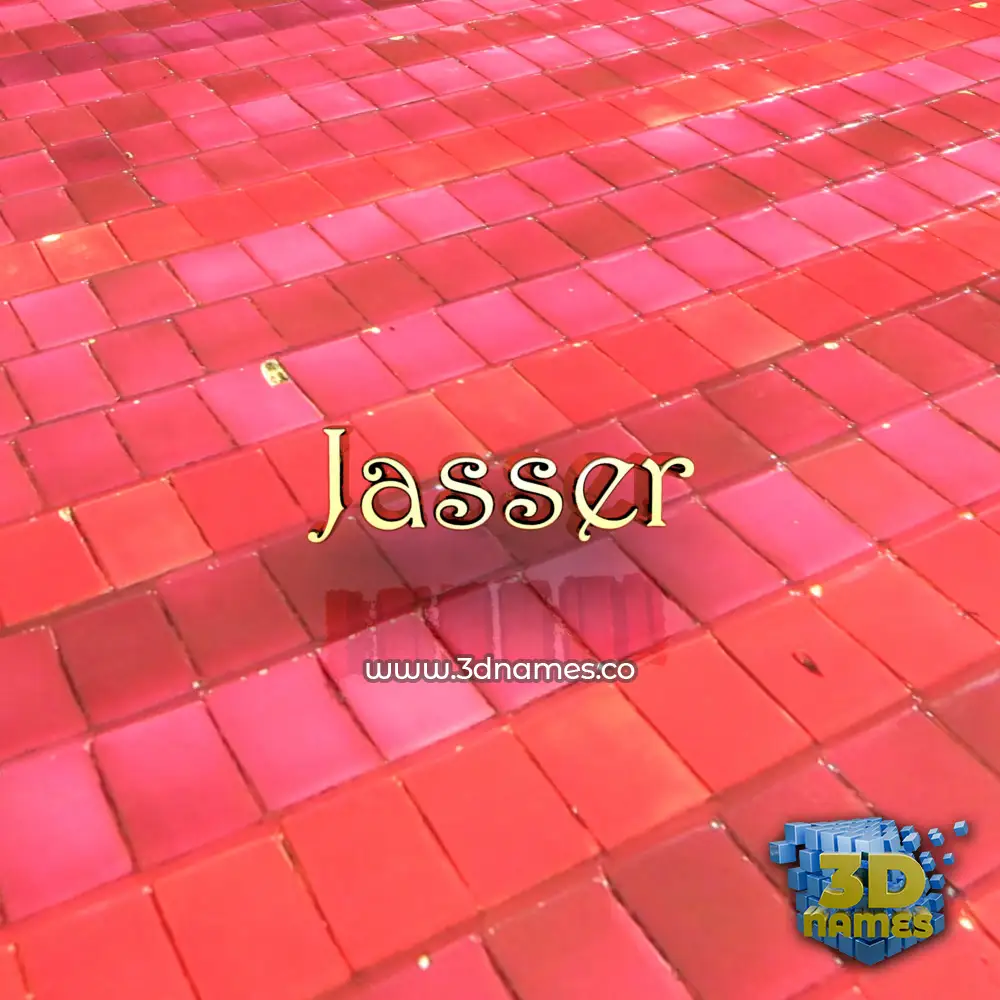 jasser in Red Tiles style - 3D name wallpaper