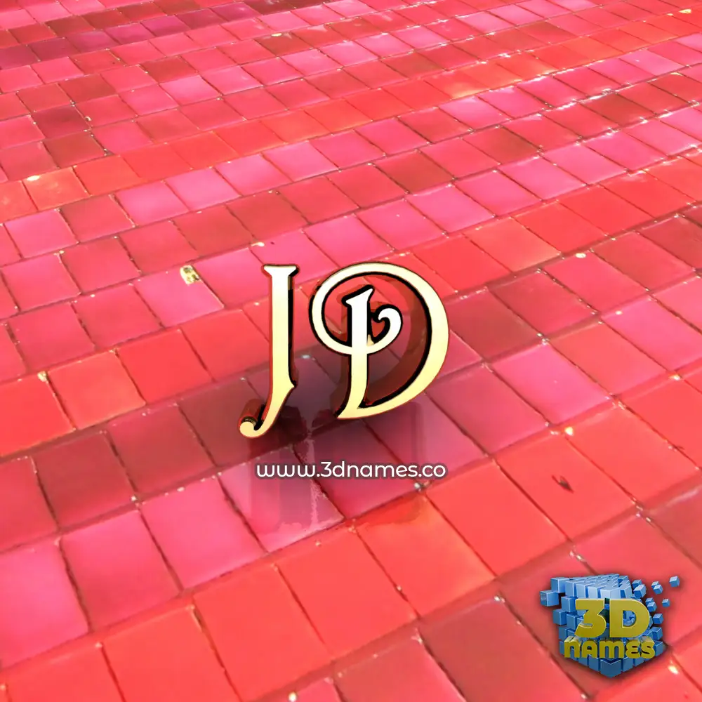 jd in Red Tiles style - 3D name wallpaper
