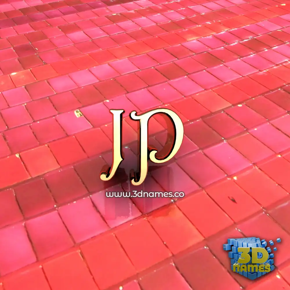 jp in Red Tiles style - 3D name wallpaper