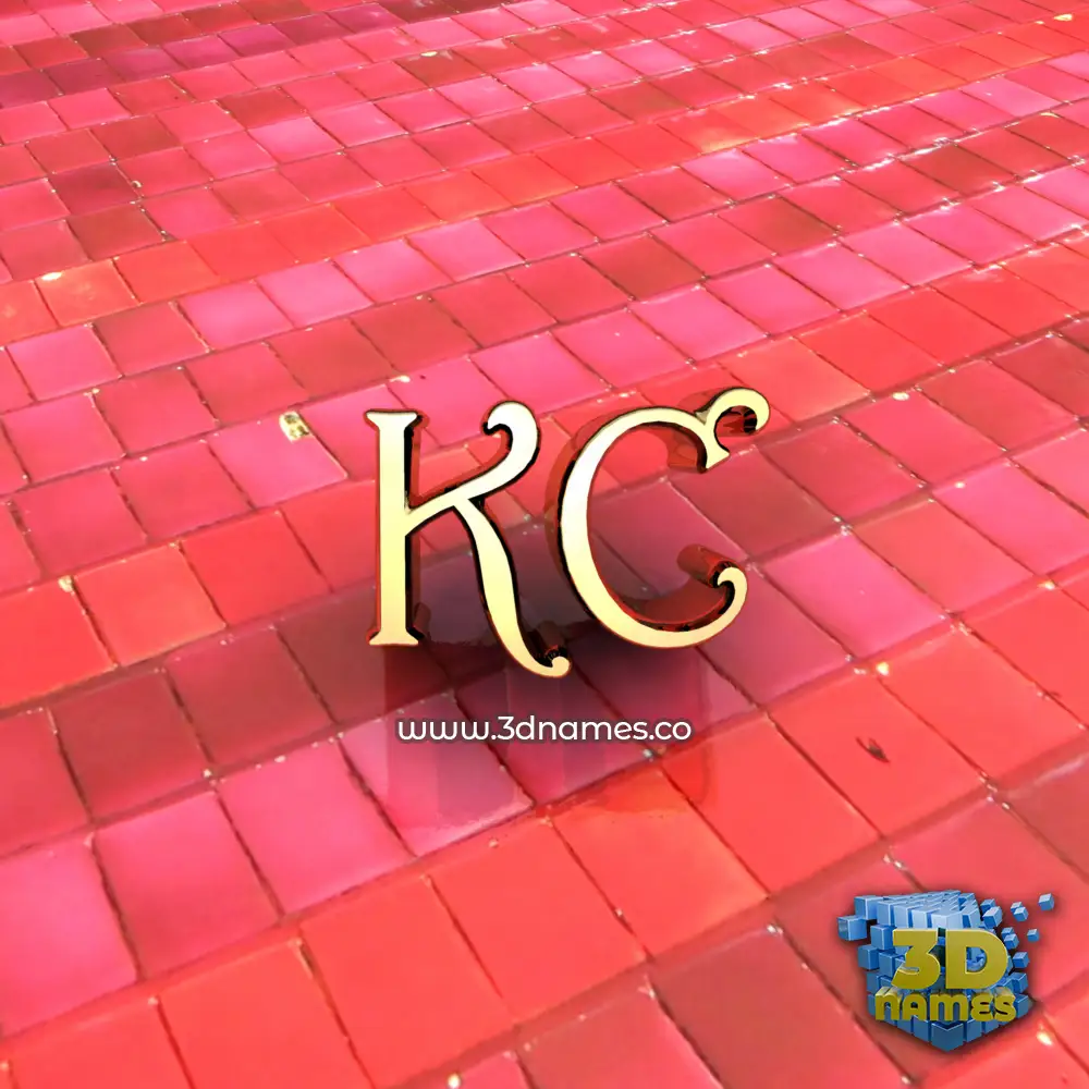 kc in Red Tiles style - 3D name wallpaper