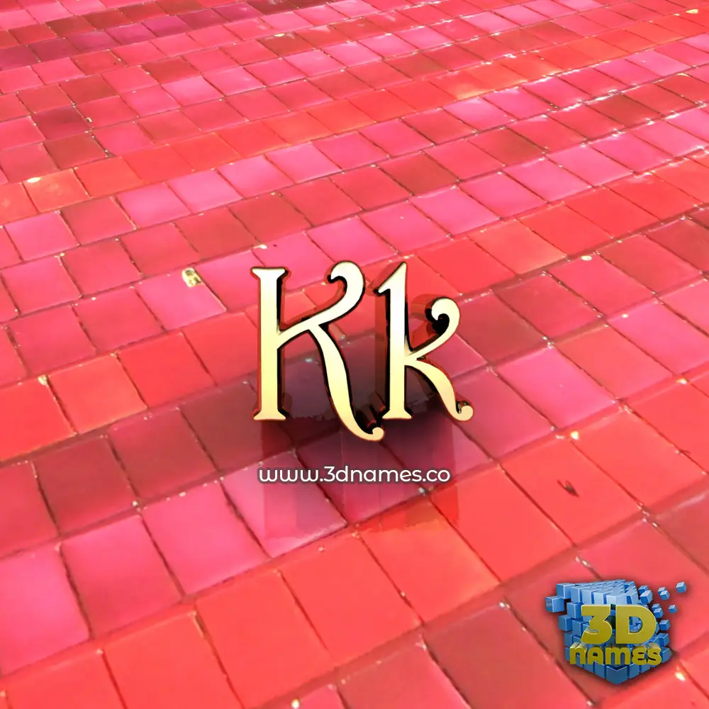 kk in Red Tiles style - 3D name wallpaper