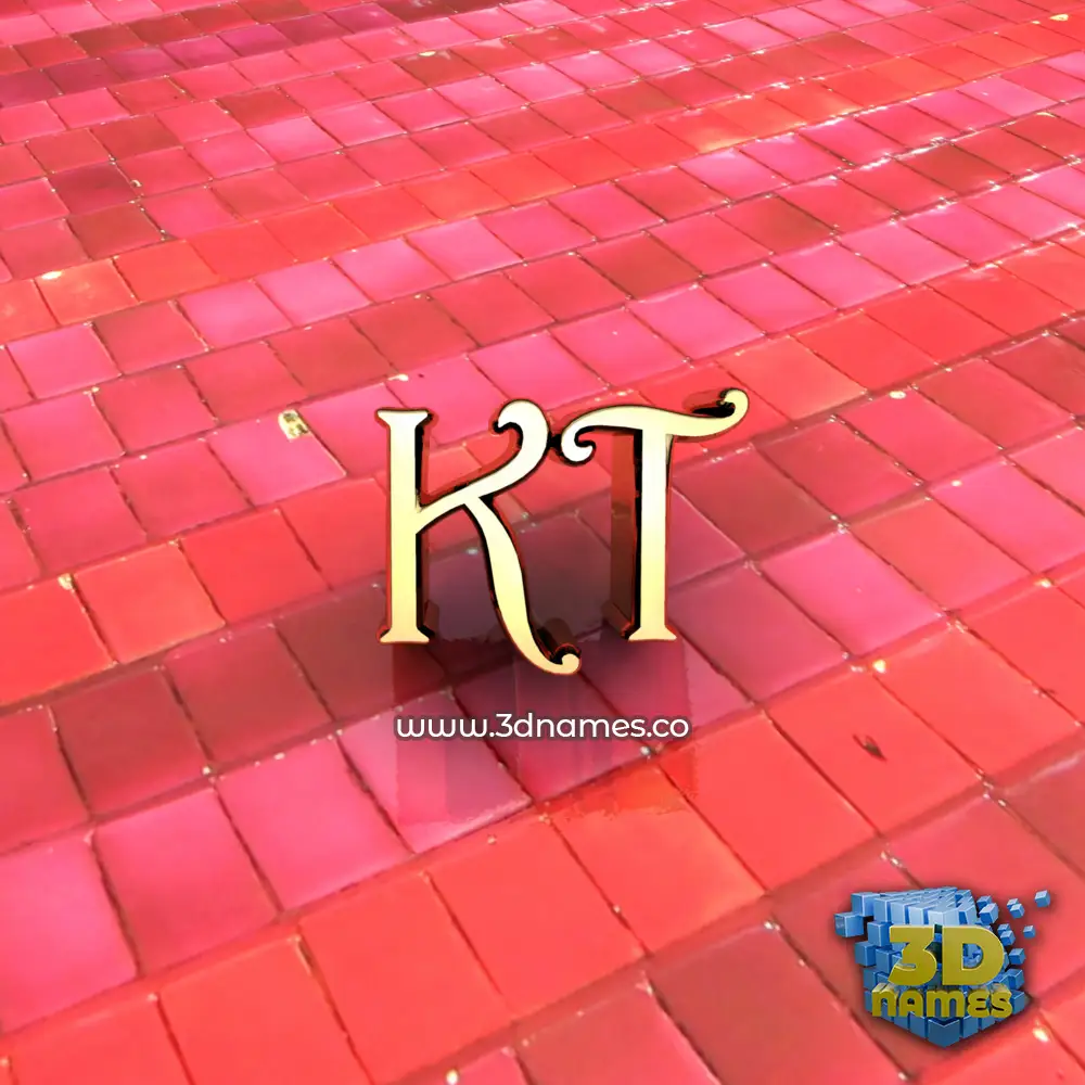 kt in Red Tiles style - 3D name wallpaper