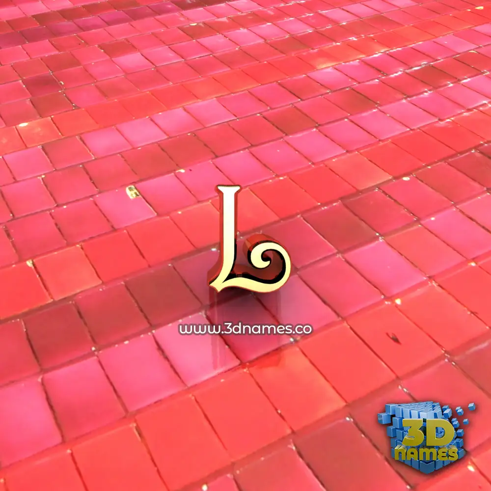 l in Red Tiles style - 3D name wallpaper