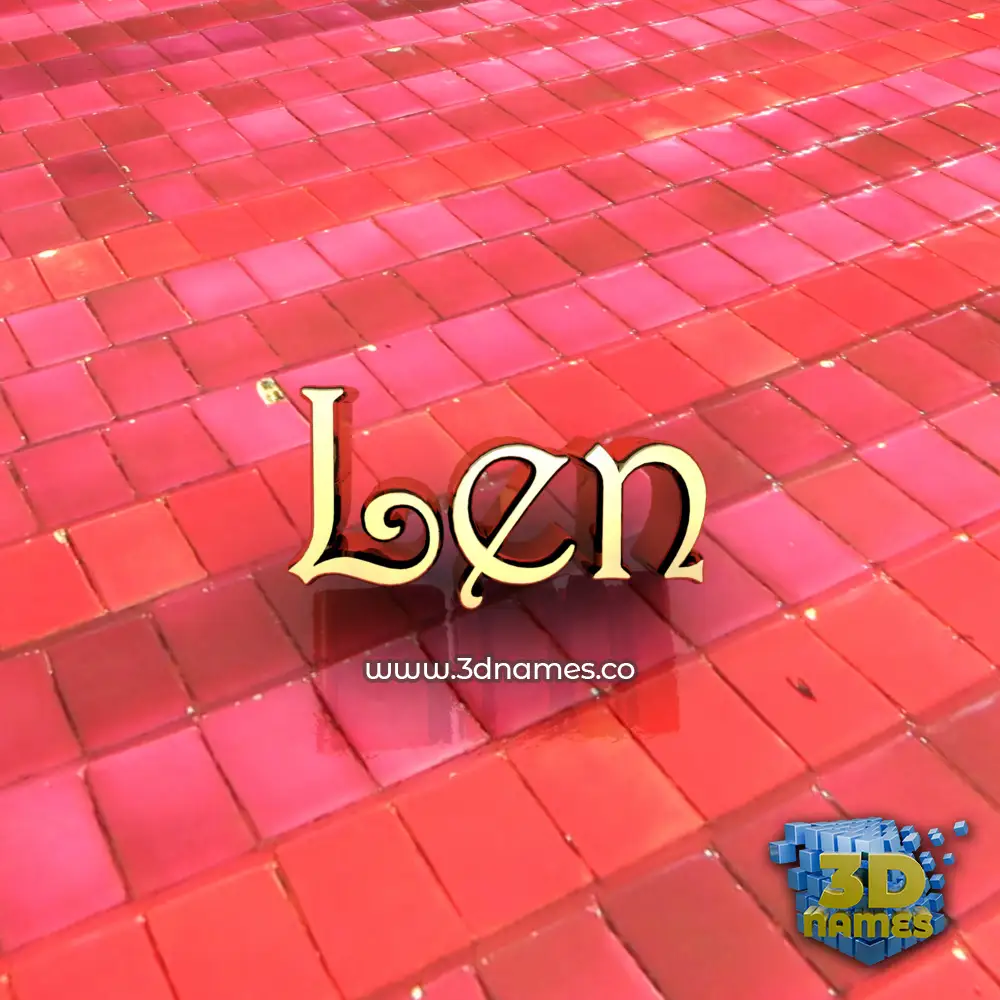 len in Red Tiles style - 3D name wallpaper