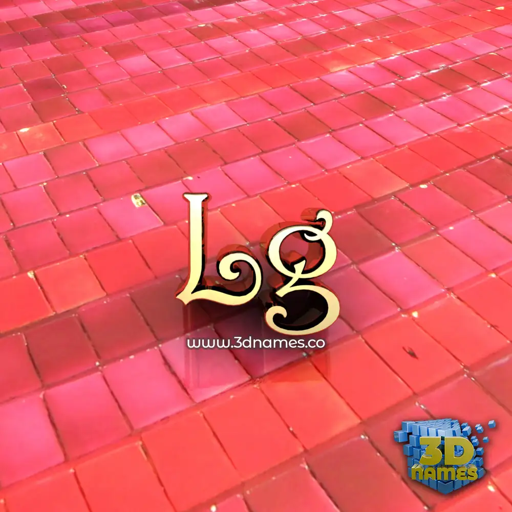lg in Red Tiles style - 3D name wallpaper