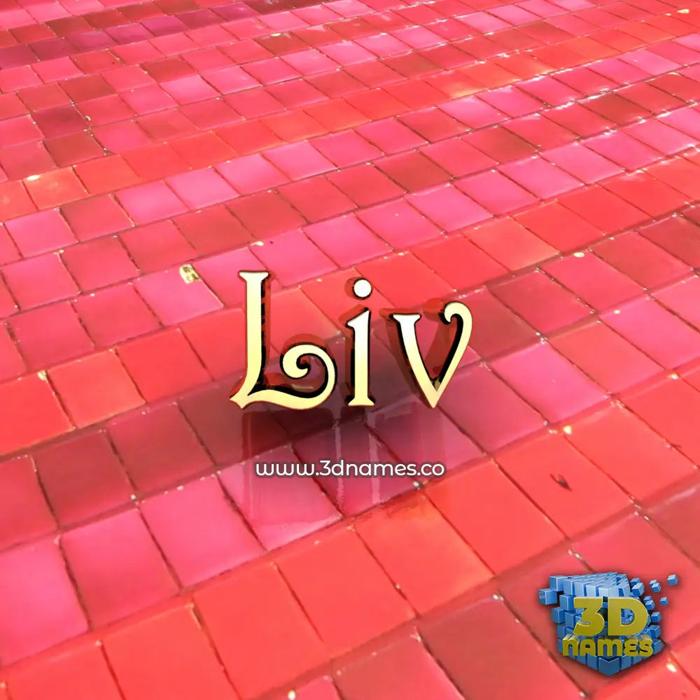 liv in Red Tiles style - 3D name wallpaper