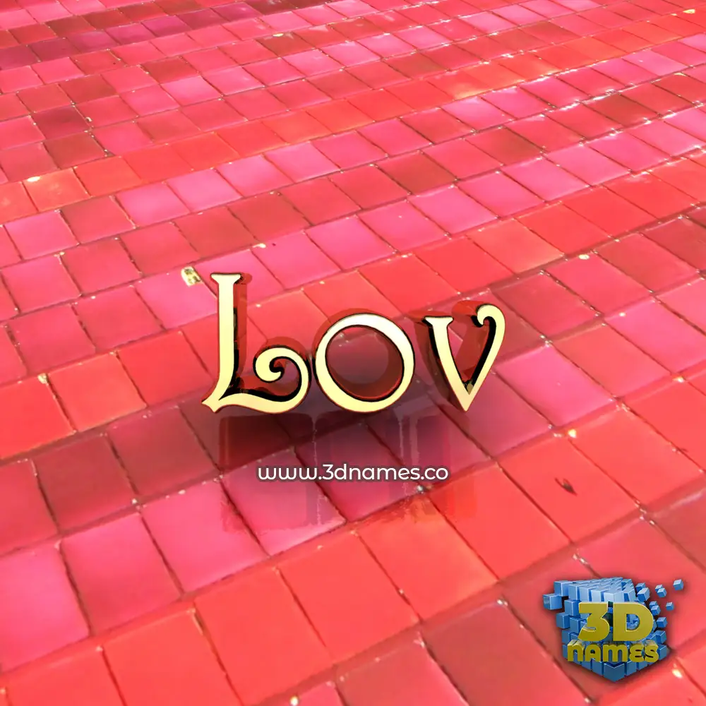 lov in Red Tiles style - 3D name wallpaper