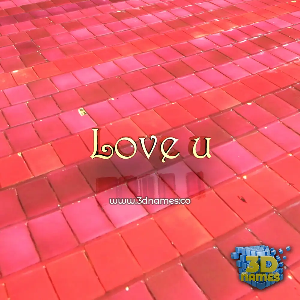 love u in Red Tiles style - 3D name wallpaper