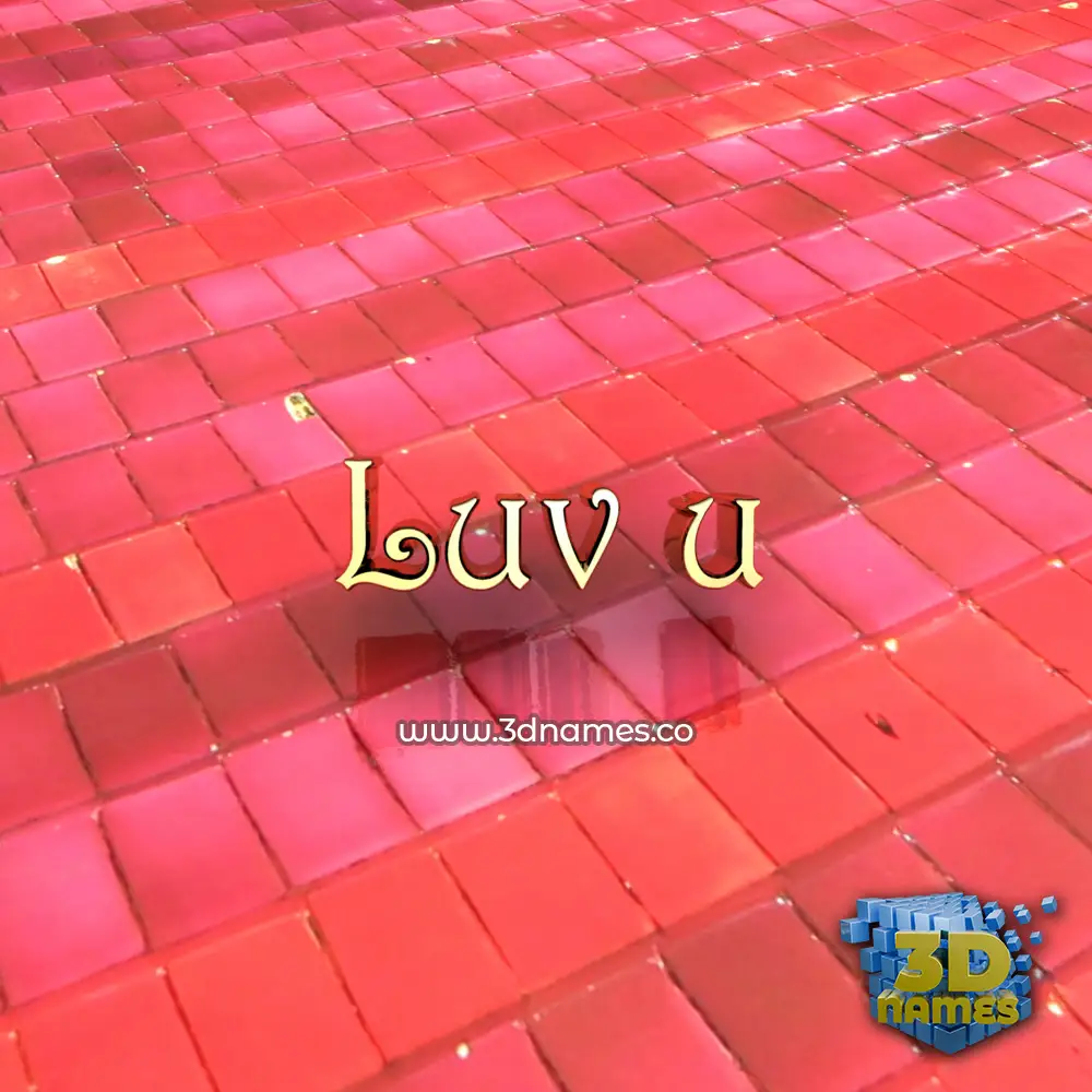 luv u in Red Tiles style - 3D name wallpaper