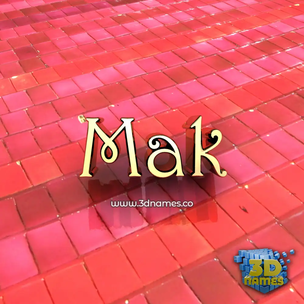 mak in Red Tiles style - 3D name wallpaper