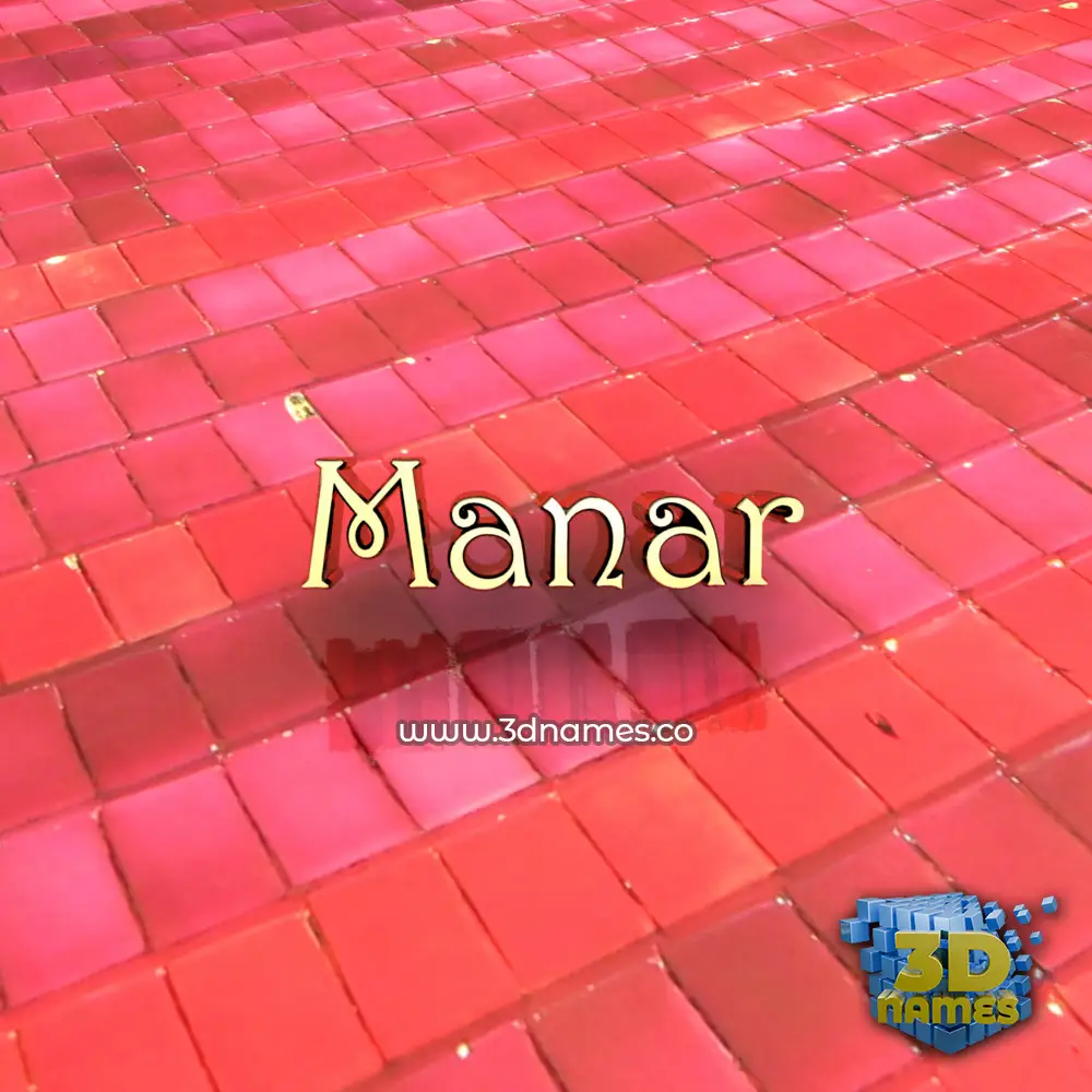 manar in Red Tiles style - 3D name wallpaper