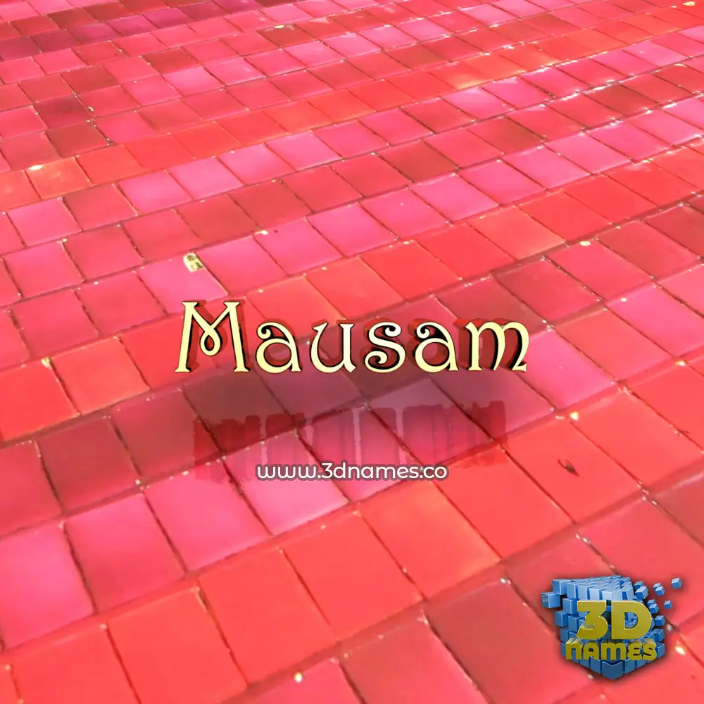 mausam in Red Tiles style - 3D name wallpaper