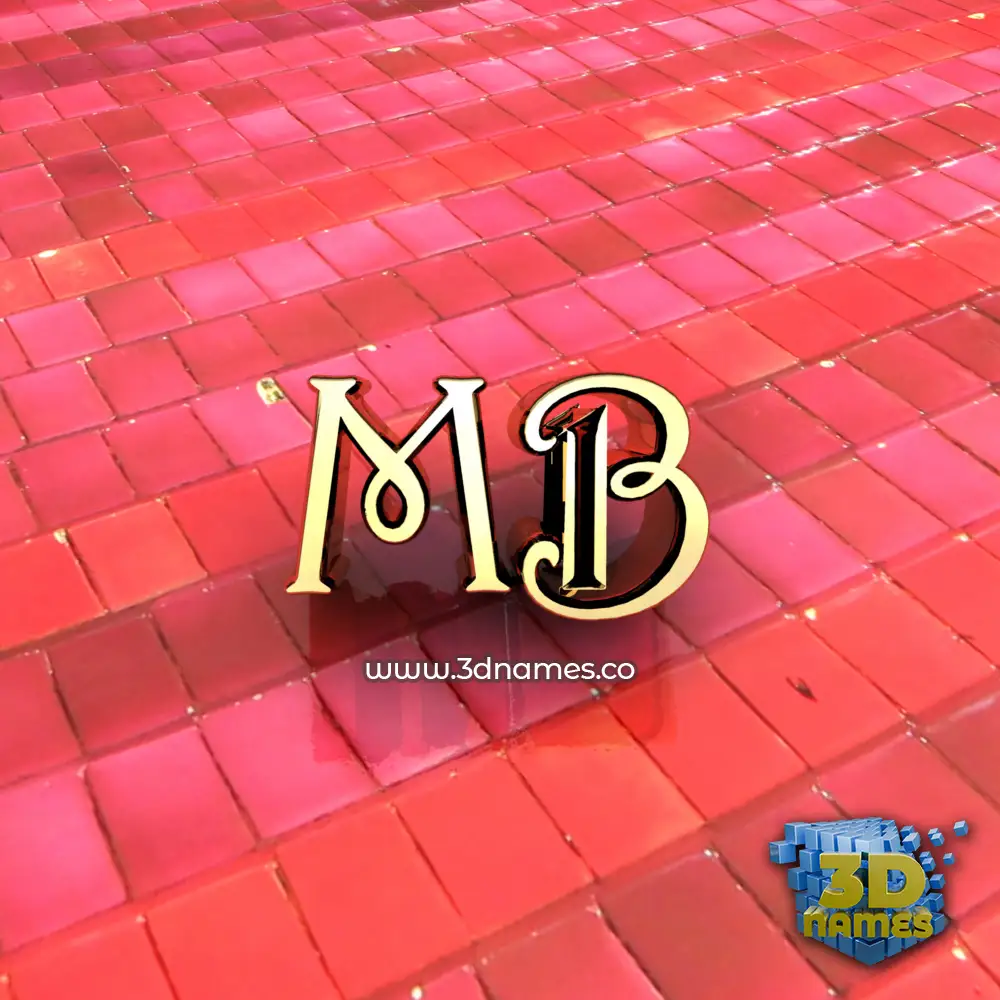 mb in Red Tiles style - 3D name wallpaper
