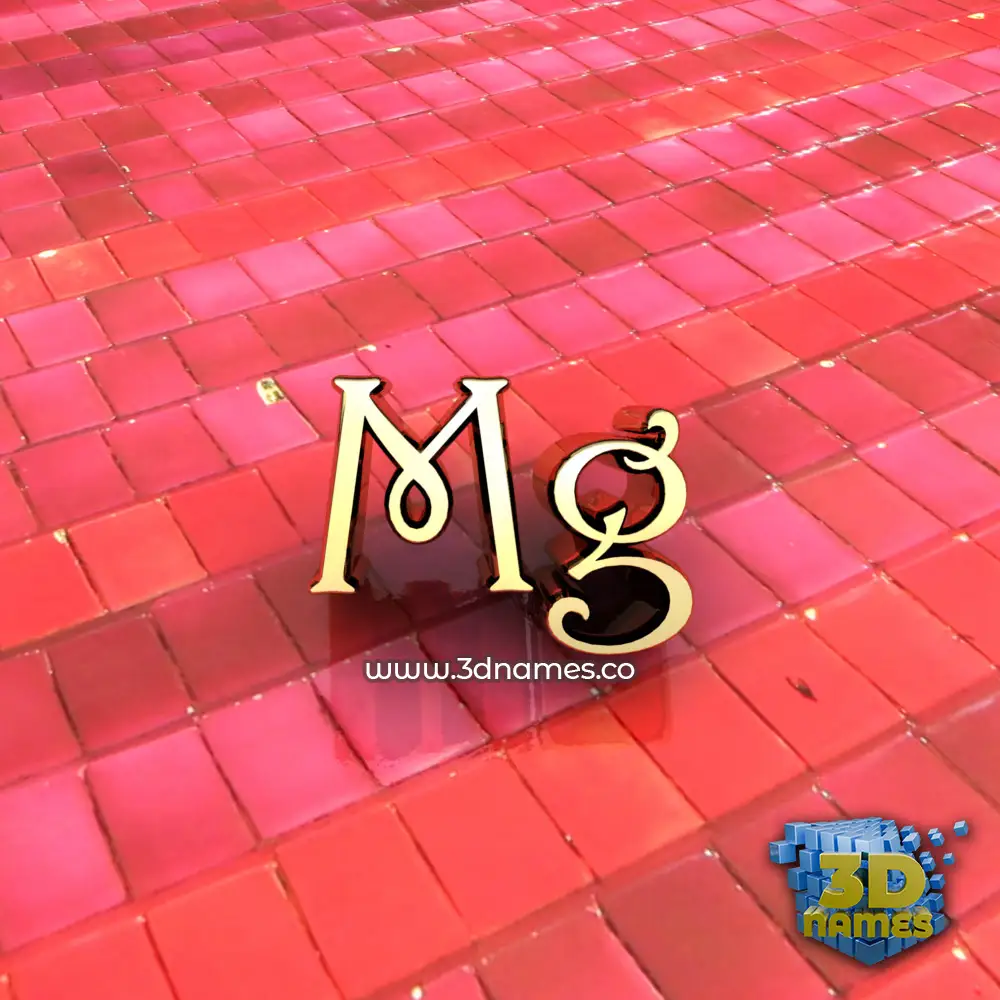 mg in Red Tiles style - 3D name wallpaper